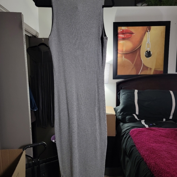 Kosmios Gray Midi Sweater Fitted dress Large - Picture 2 of 5